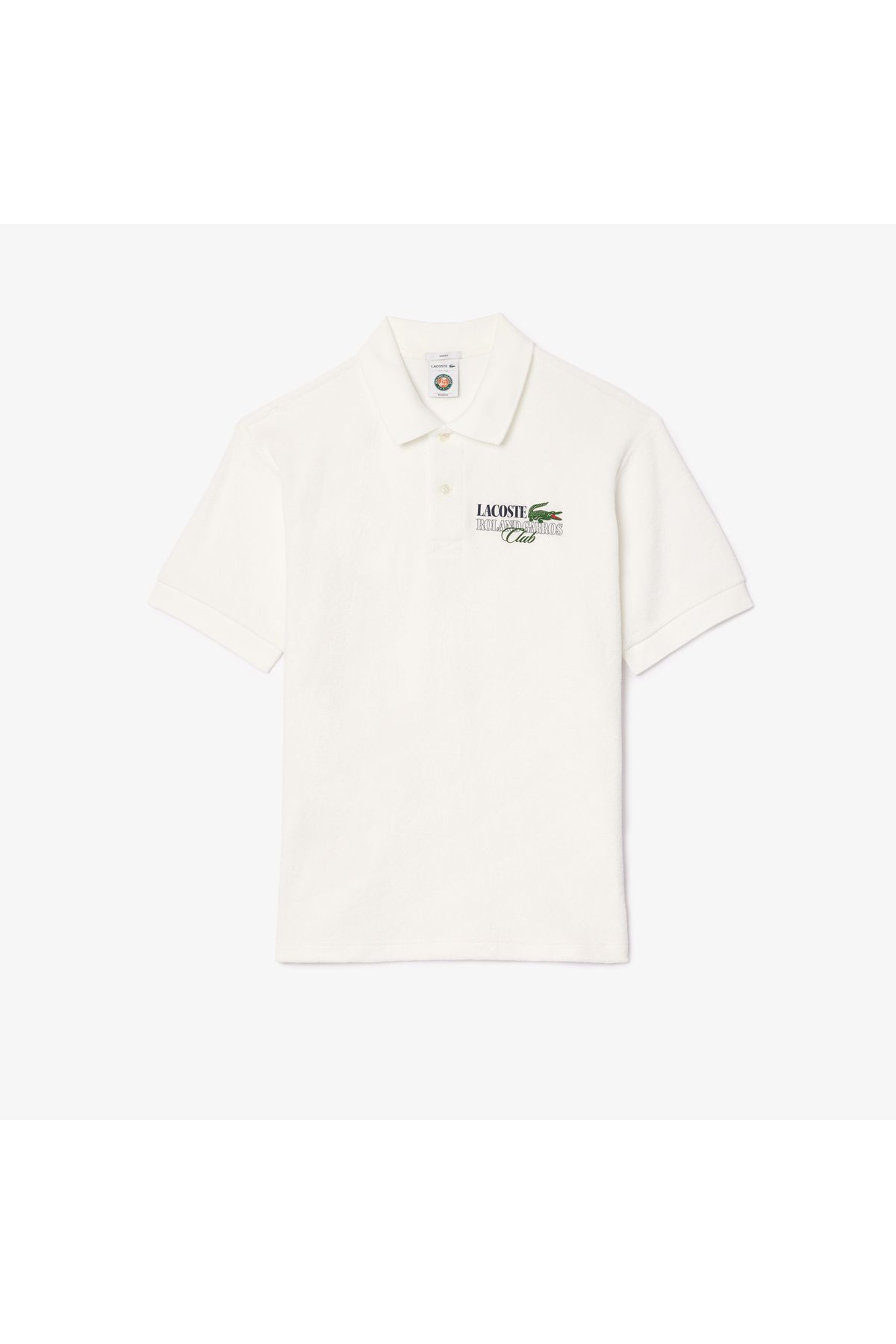 تی شرت یقه پولو مردانه و زنانه X ROLAND GARROS یونیسکس REACHED CHOLO سفید Lacoste
