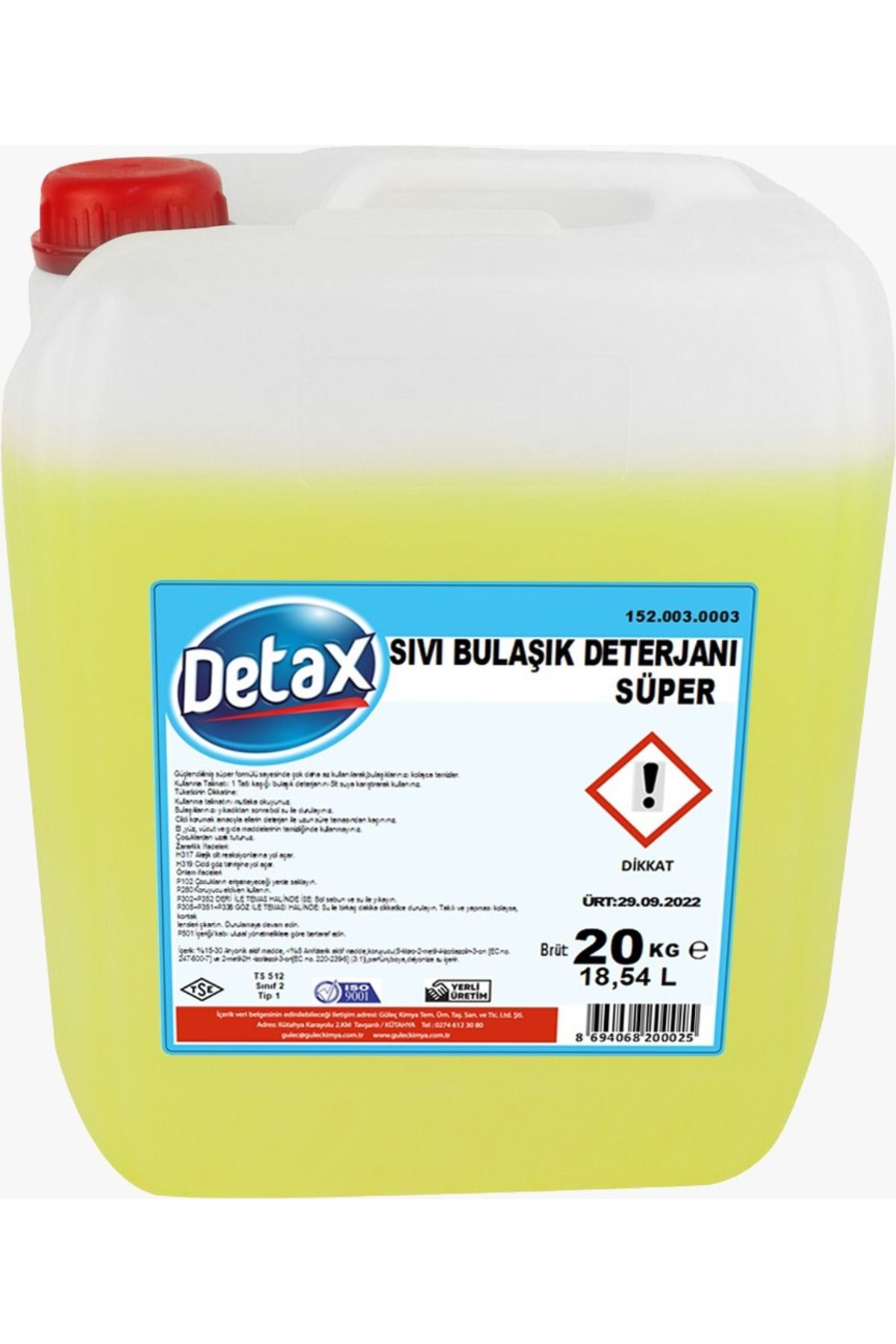 Detax Sıvı Bulaşık Deterjanı (süper) 20 kg