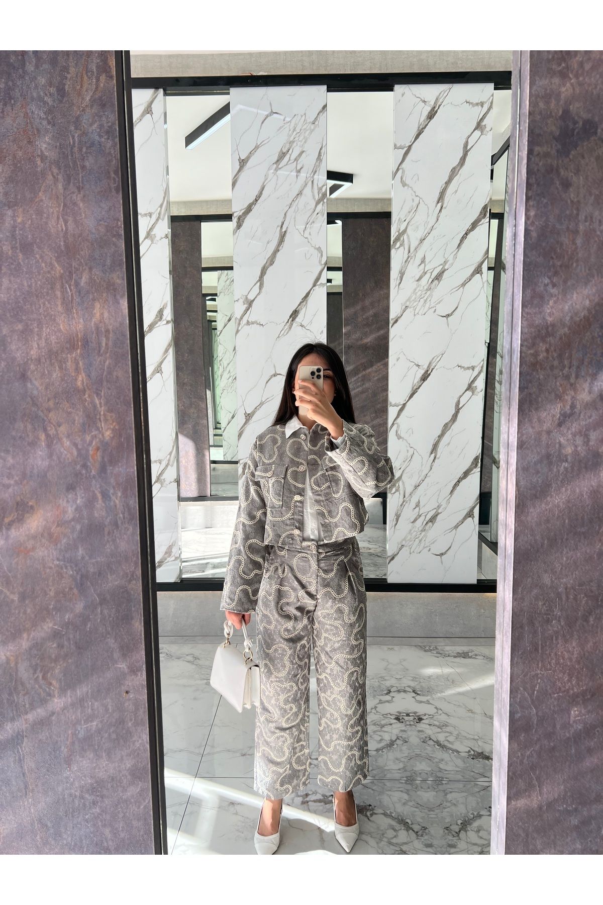 TOPSHOW-Gray Embroidered Jacket Pants Set 3