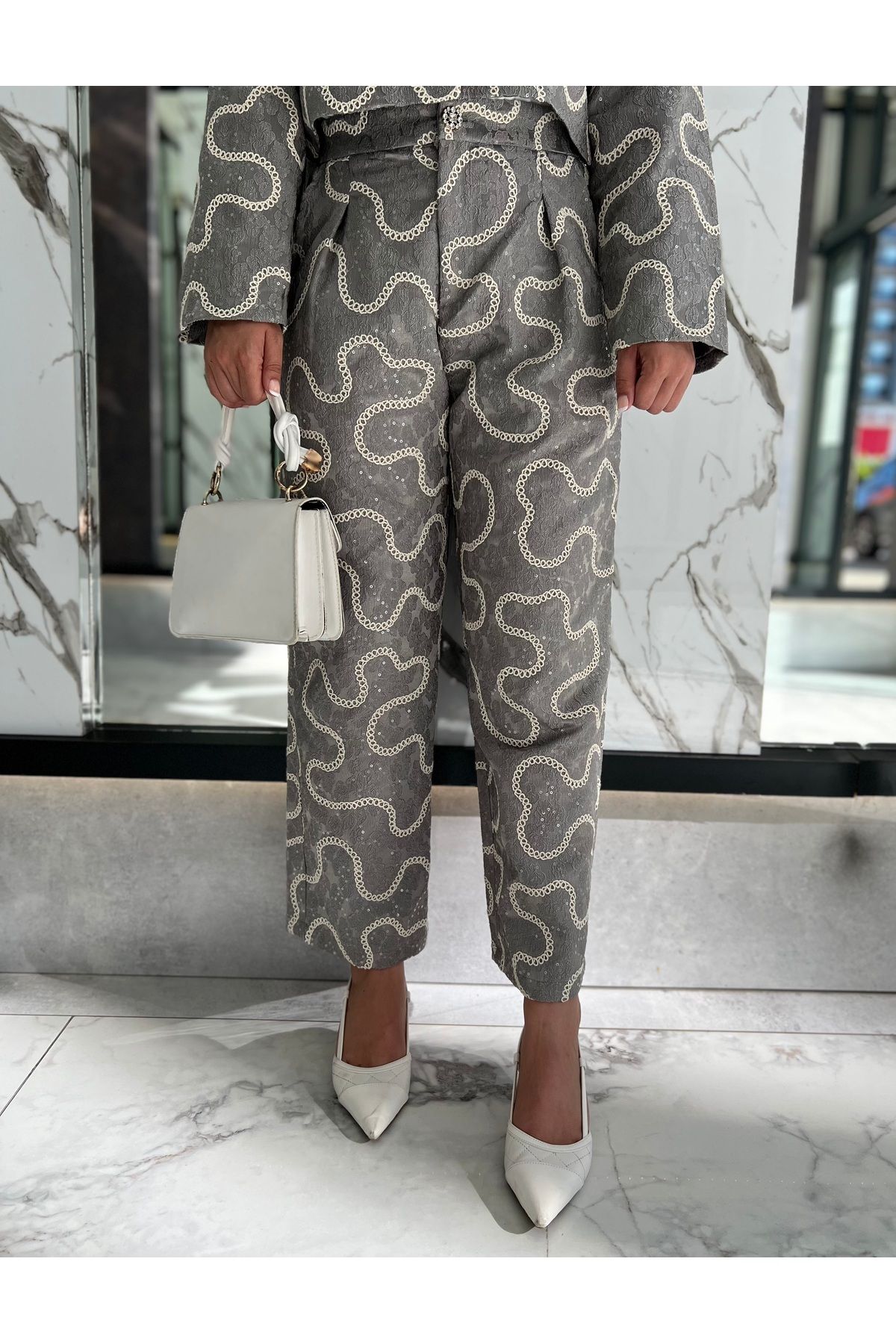 TOPSHOW-Gray Embroidered Jacket Pants Set 4