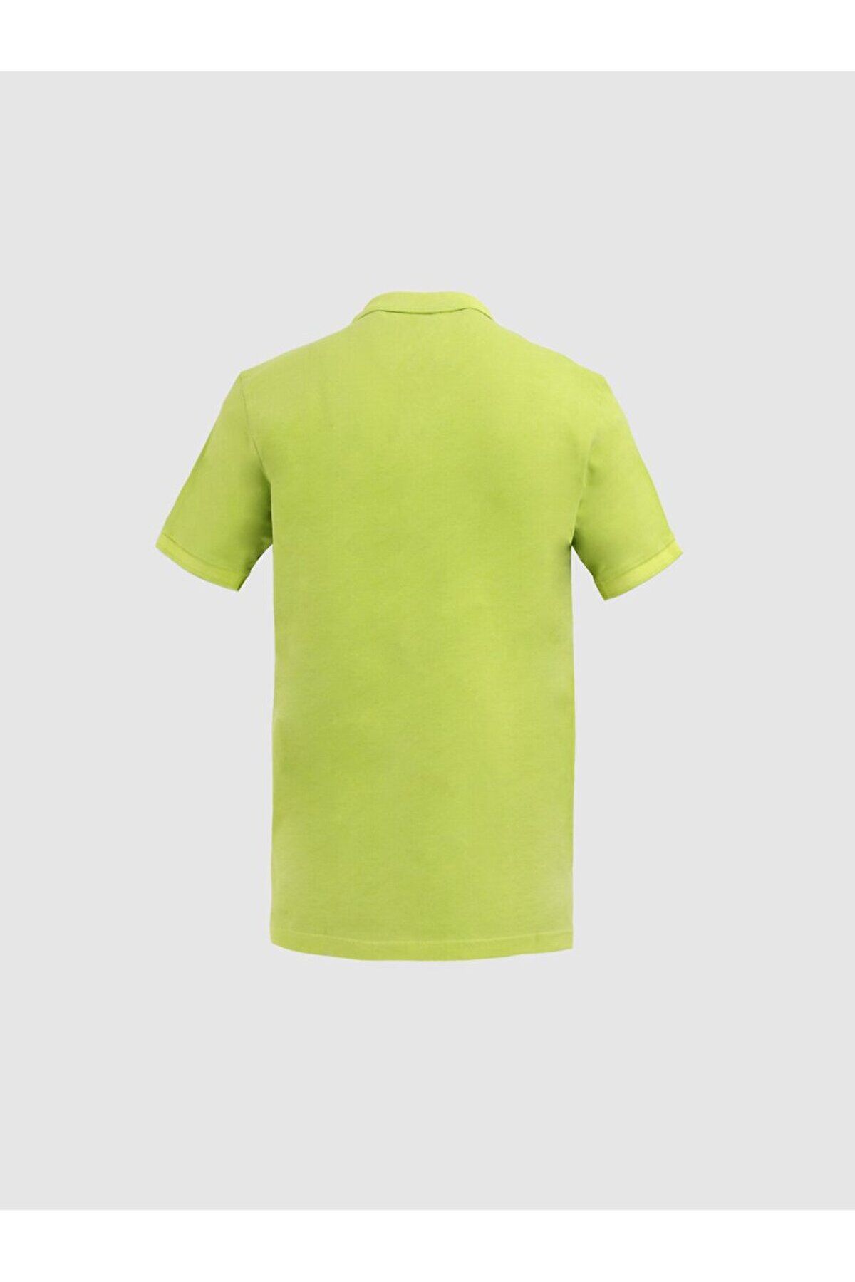 Ltb-Tricou verde cu gât polo cu efect decolorat 2