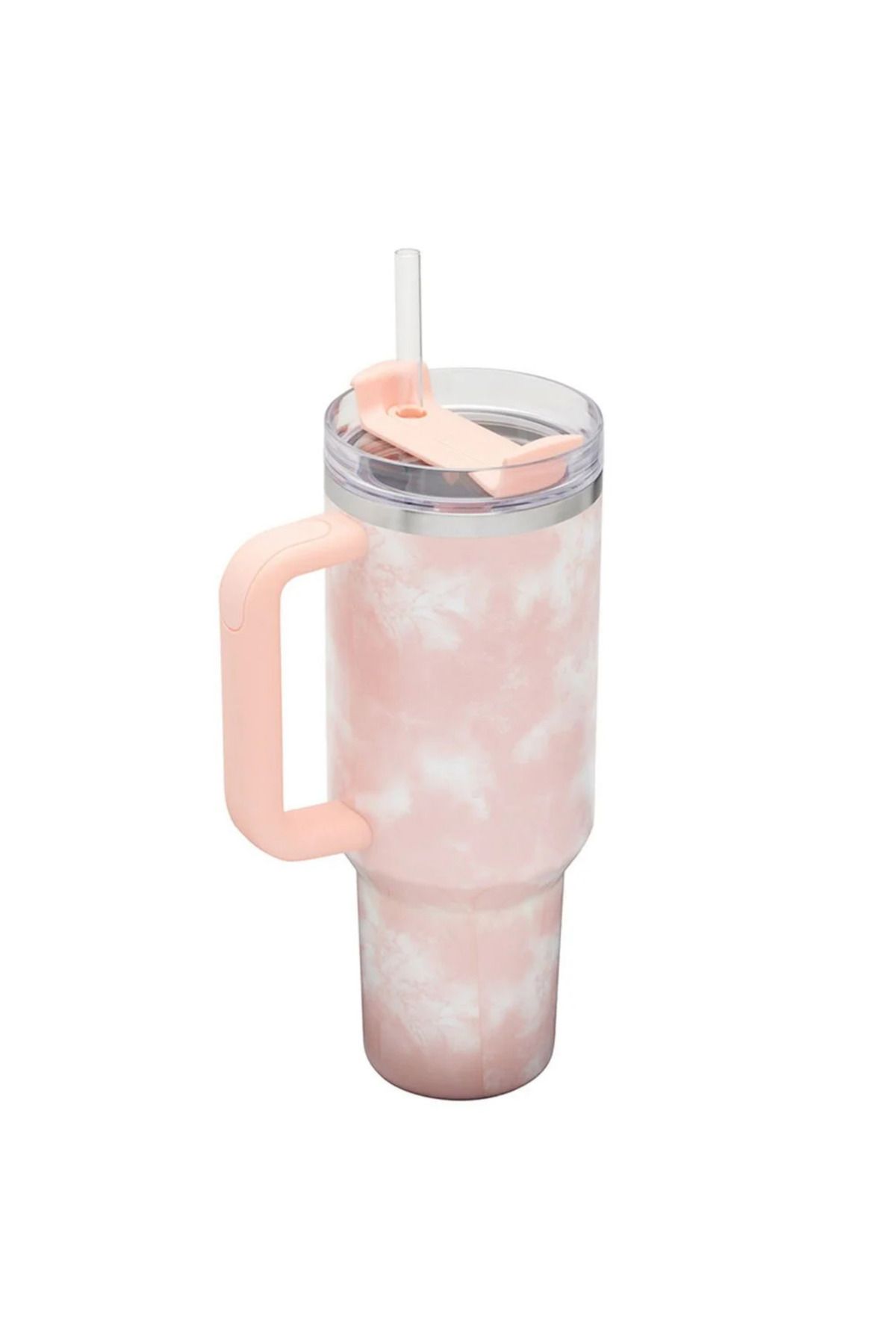 Stanley-Quencher H2.0 Flowstate ™   40 oz Tumbler - Pink-White with Straw, Pink Tie Dye Thermos 3