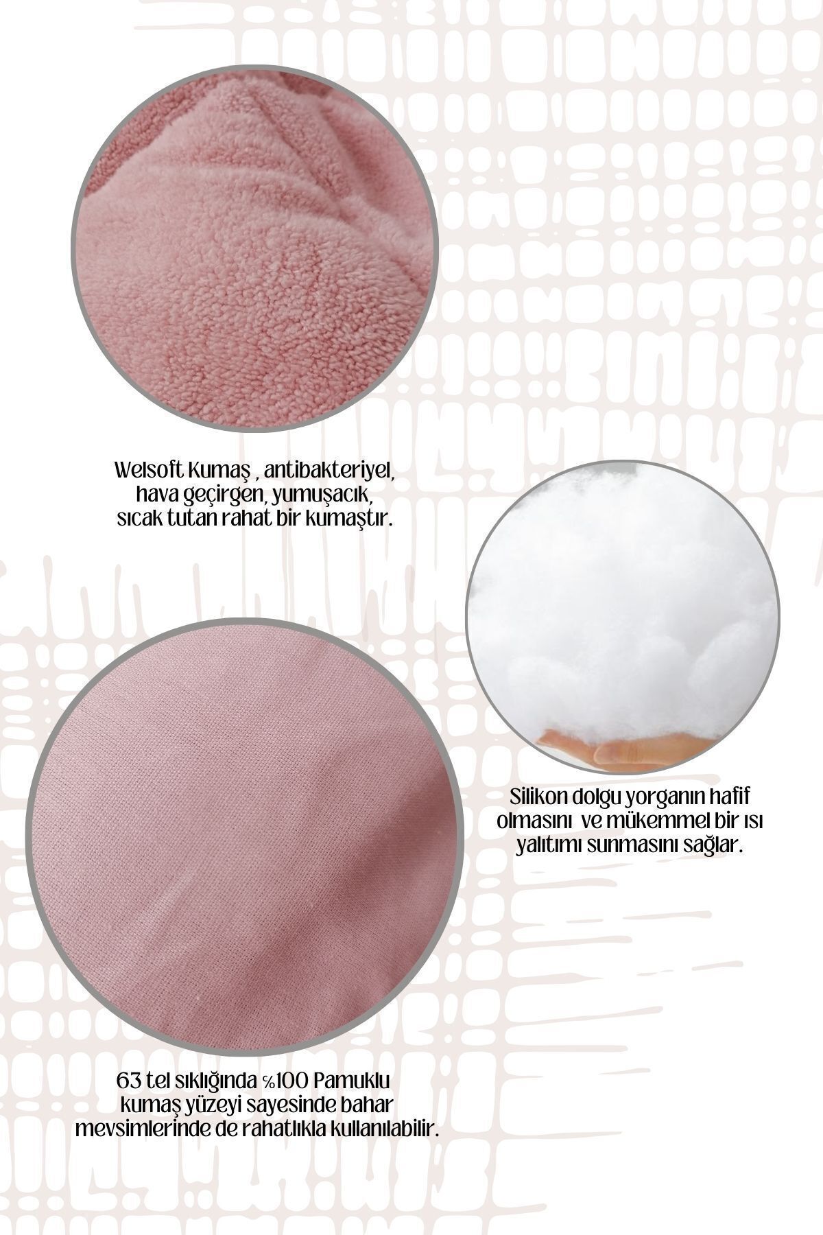 TİNİMİNİ HOME-Double Welsoft 100% Cotton Silicone Quilt | Double Sided | 63 Wire Woven Fabric 5