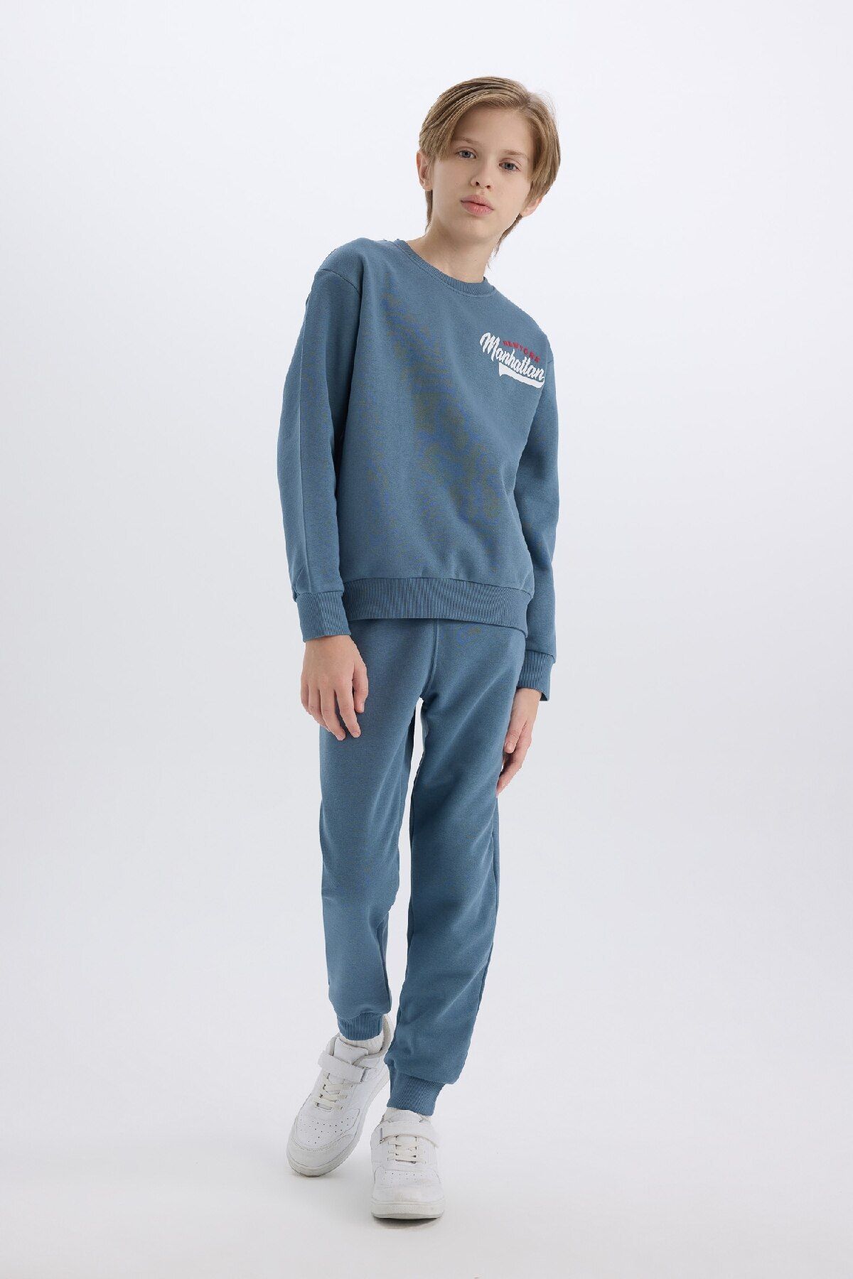 DeFacto-Boys' Sweatshirt and Sweatpants 2-Piece Set - Crew Neck, Printed, Elastic Waist D3564A824Wn 2