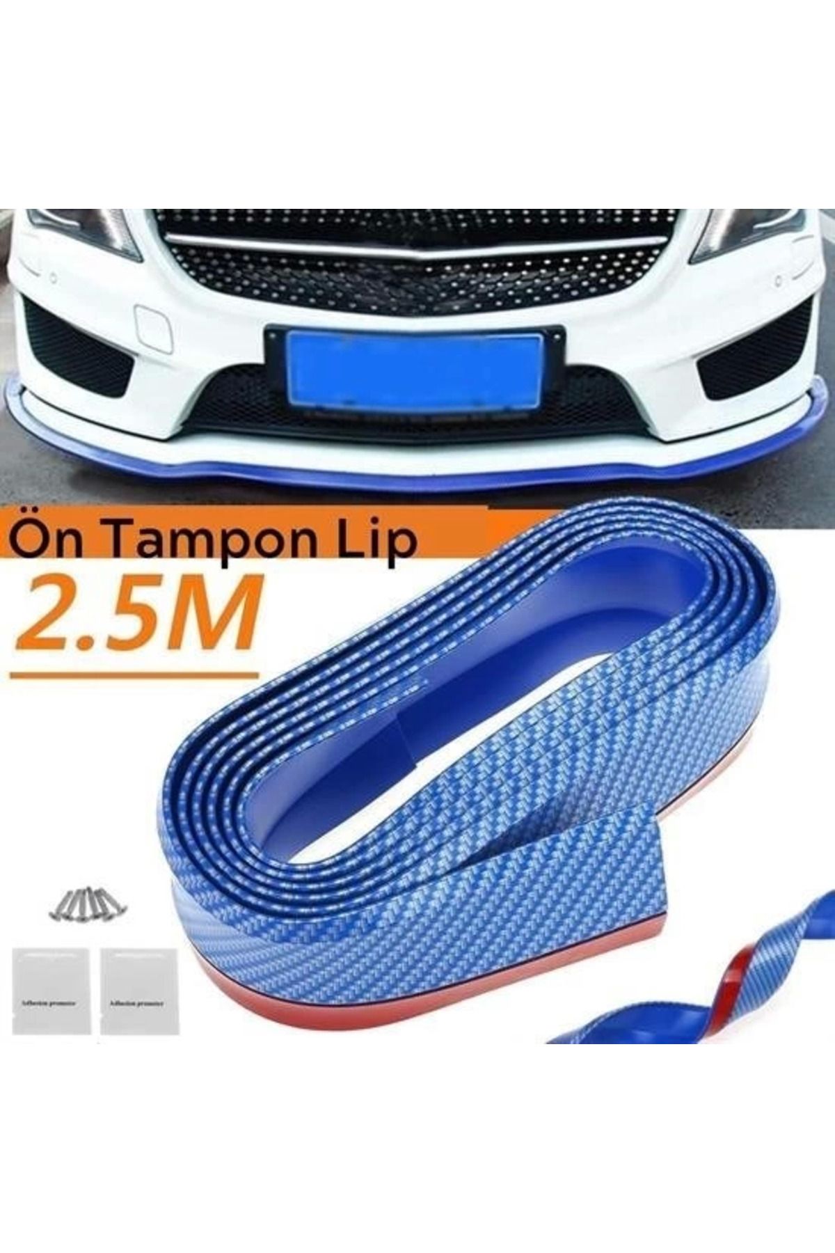 Epilons Mavi 2,5 Metre Araba Oto Ön Tampon Koruyucu Kauçuk Pratik Tampon Şerit Bant Döşeme Kiti