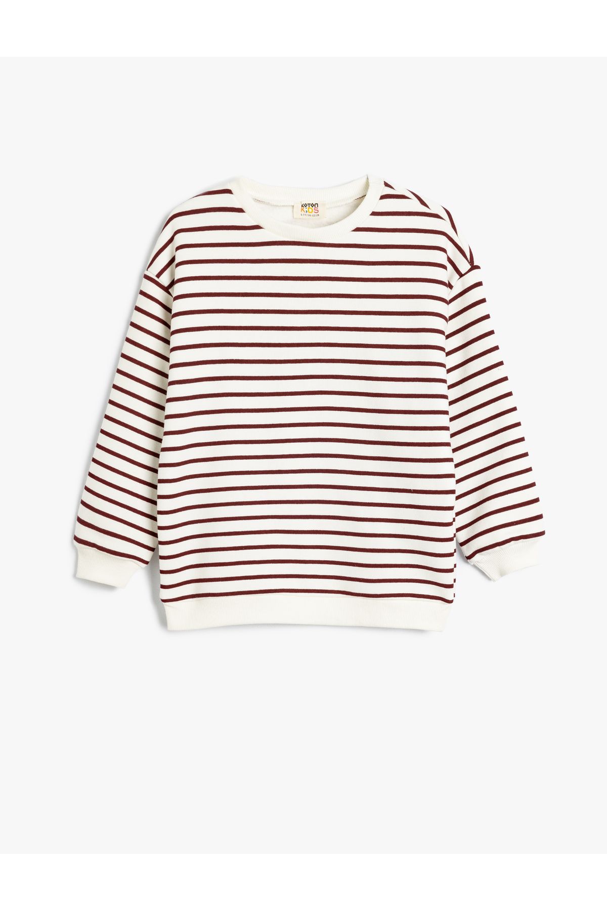 Koton-Cotton Crew Neck Long Sleeve Striped Sweatshirt 1