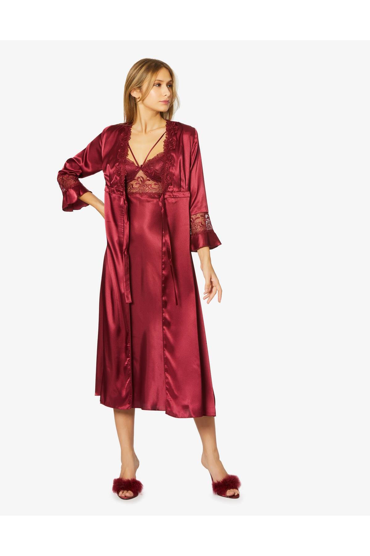 Pierre Cardin Saten Altılı Gelin Çeyiz Seti - 6025 Bordo