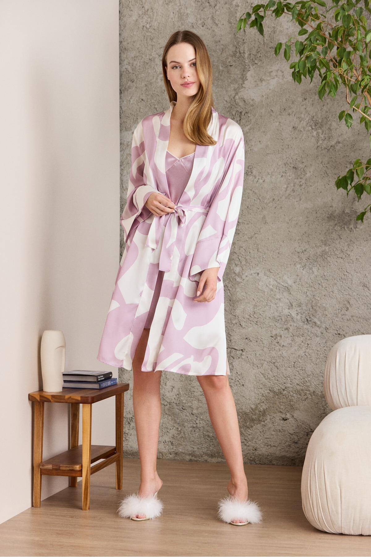 Pierre Cardin Saten Emprime Gecelik & Sabahlık Takım - 2420