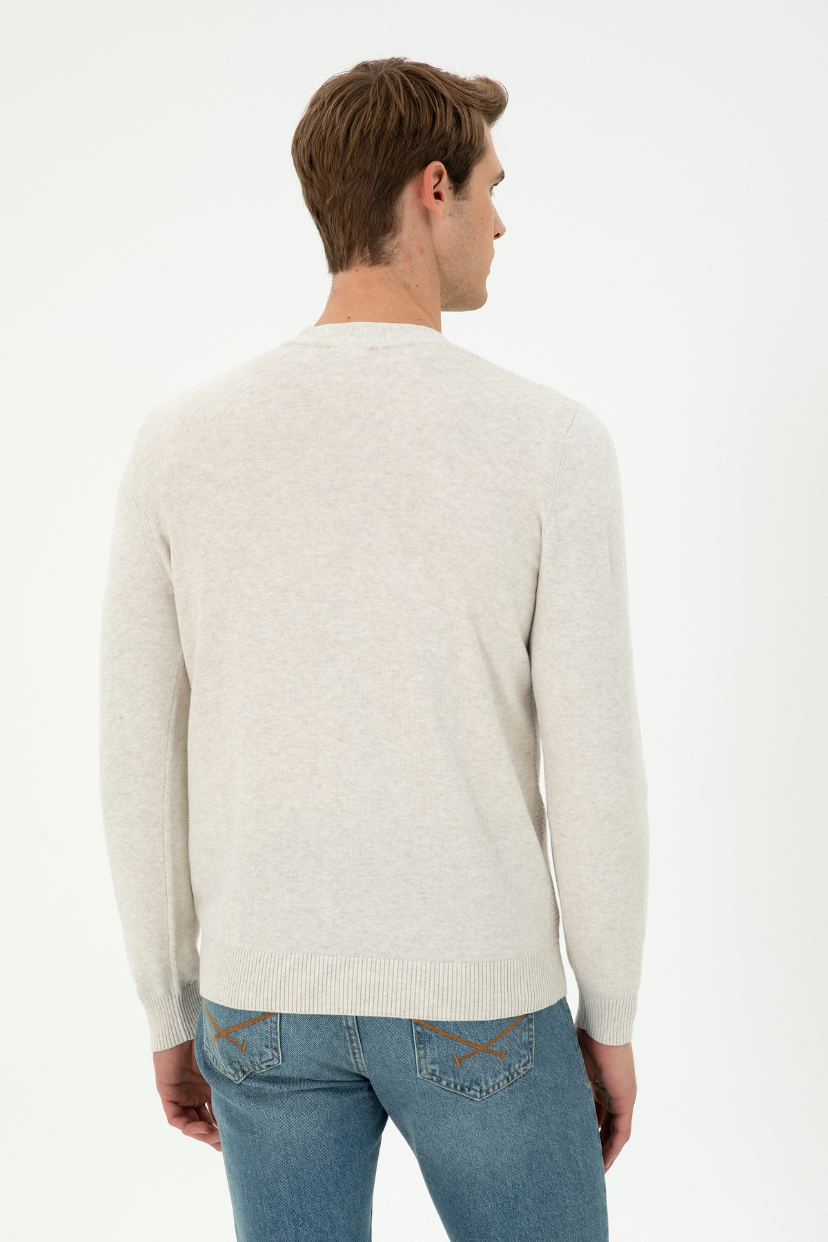 ژاکت تریکو پایه مردانه خاکستری ملانژ سنگی U.S. Polo Assn. مدل 50288878-VR225 — 5