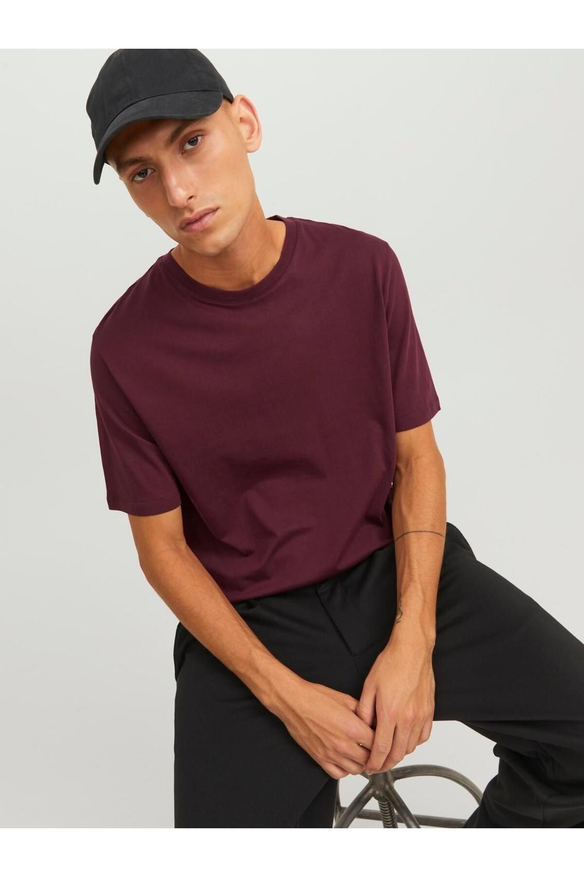 تی شرت قرمز مردانه Jack Jones یقه O neck Noos jones Jjeorganic Basic Tee Ss 12156101 Jack & Jones