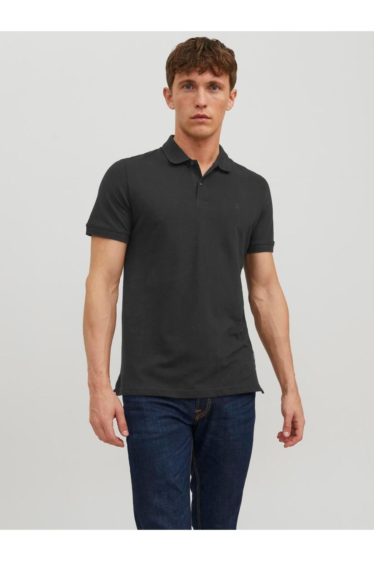 تی شرت یقه پولو مشکی مردانه آستین کوتاه POLO SS NOOS Jack Jones Jack & Jones