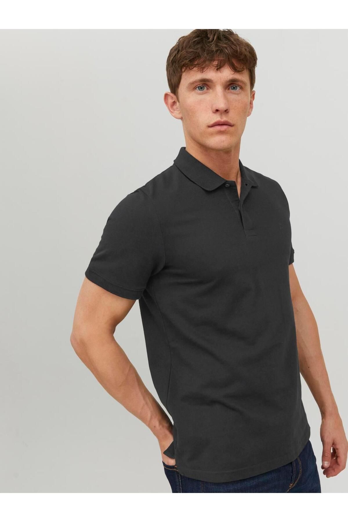 تی شرت یقه پولو مشکی مردانه آستین کوتاه POLO SS NOOS Jack Jones Jack & Jones