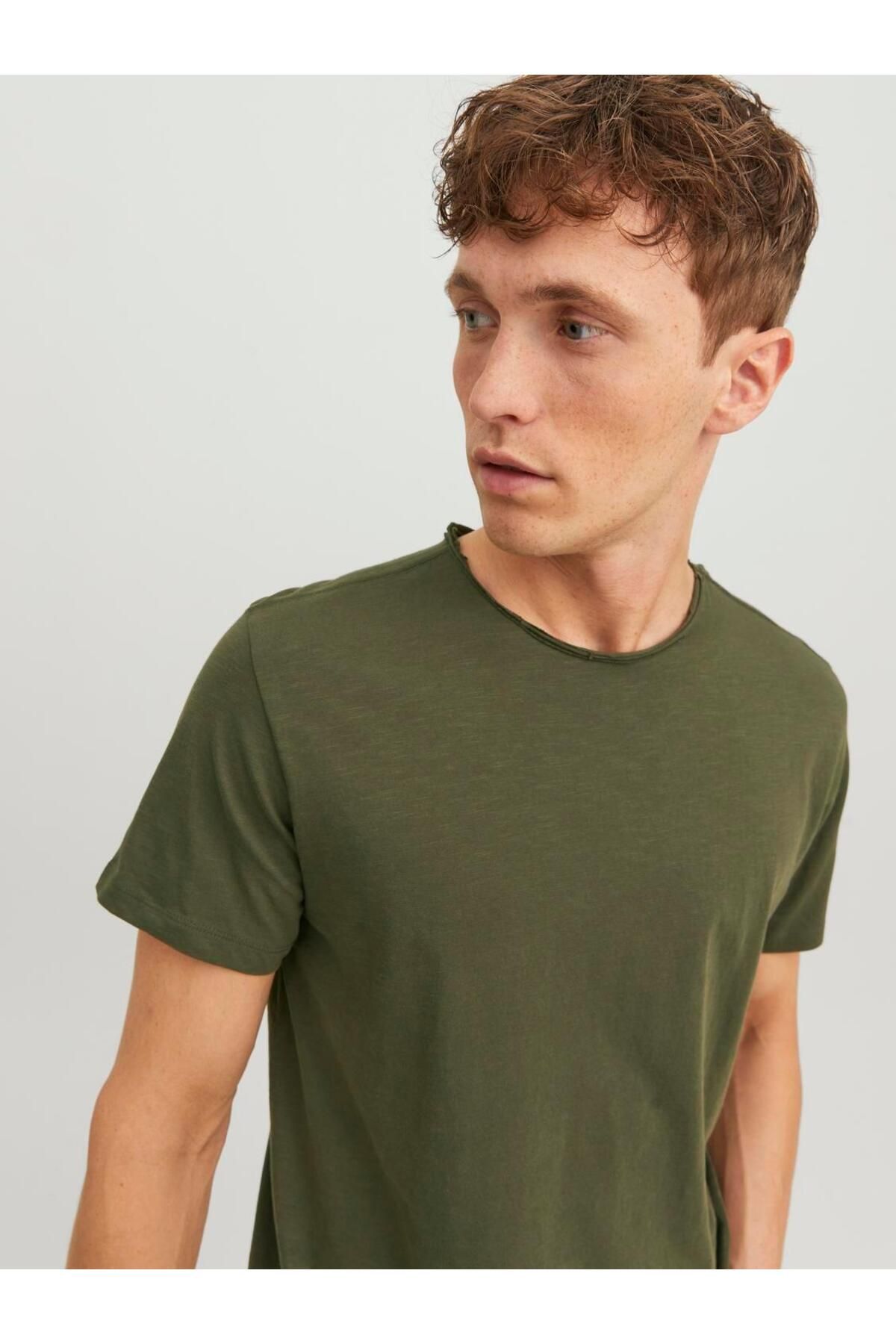 تی شرت سبز مردانه Jack & Jones جیباشر او یقه اس نوس Jack & Jones