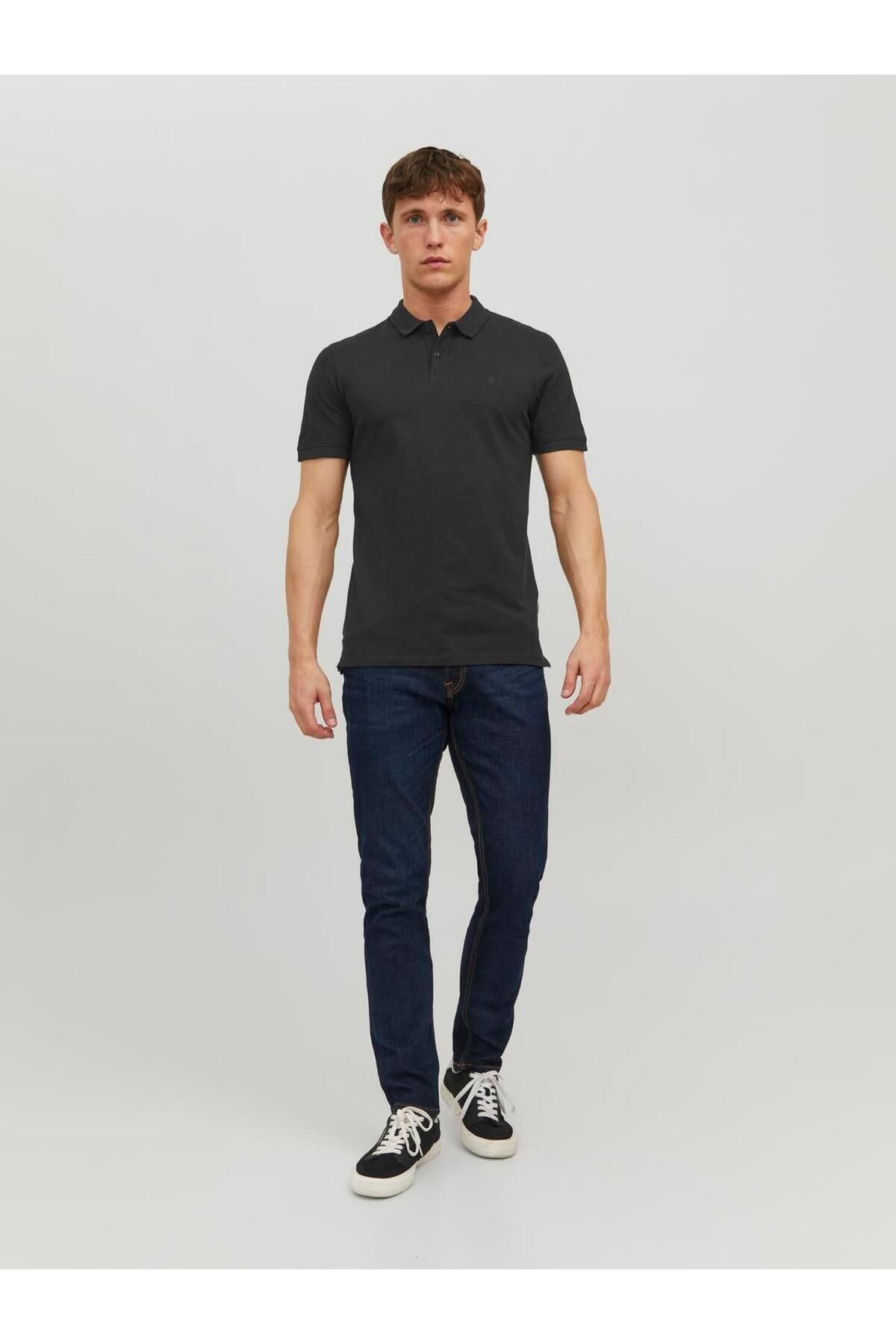 تی شرت یقه پولو مشکی مردانه آستین کوتاه POLO SS NOOS Jack Jones Jack & Jones