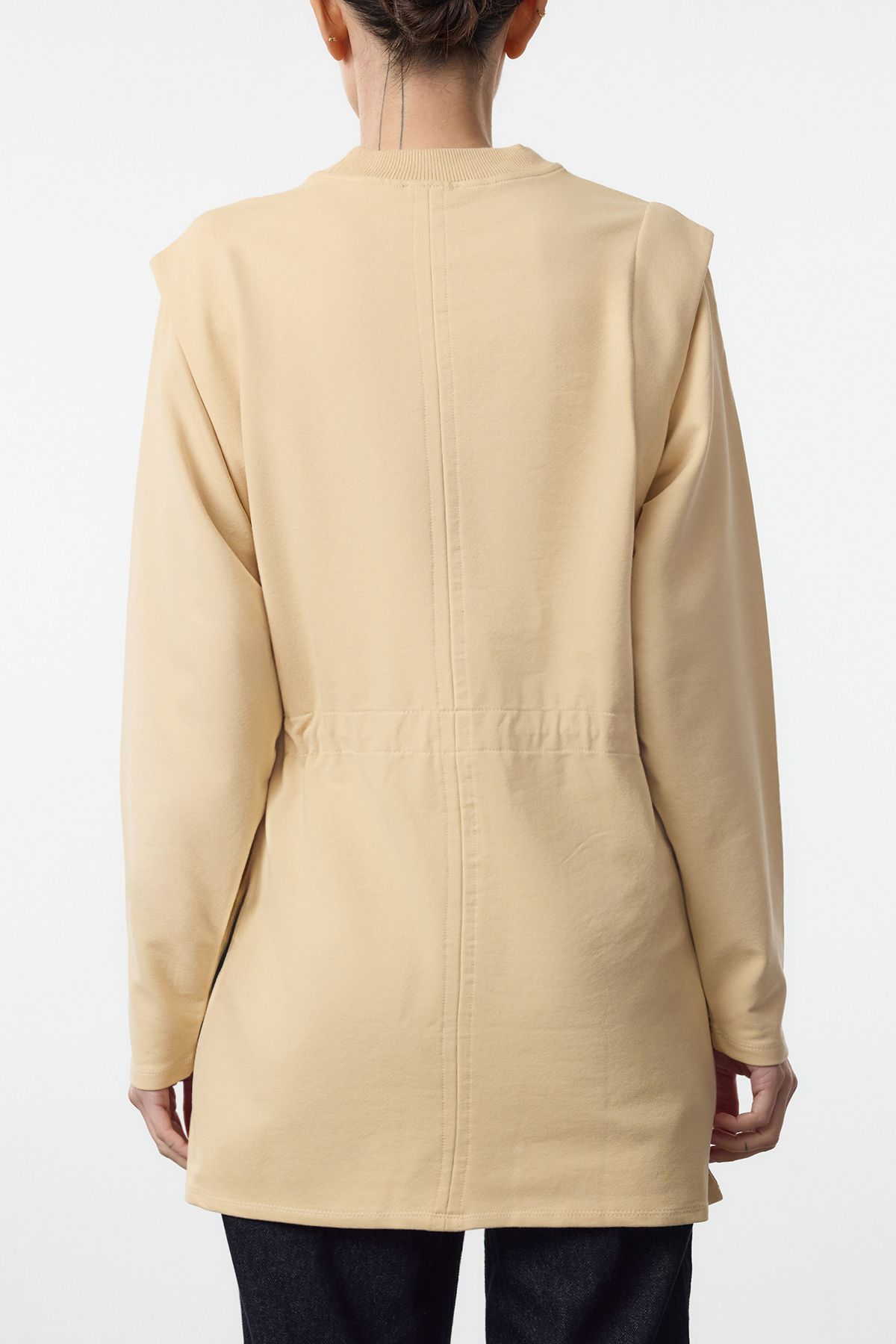 Edit by Trendyol-Beige Lace Detailed Comfortable Fit Knitted Sweatshirt Tedaw25Tw00001 4