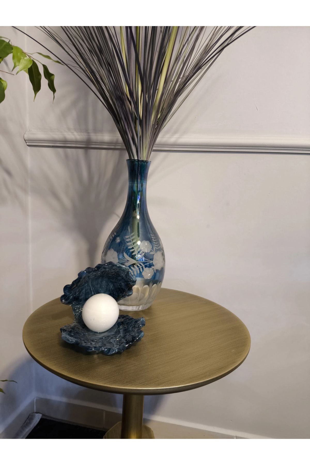 Tekli KÜPELİ Model Antik Eskitme Sehpa 55 Cm