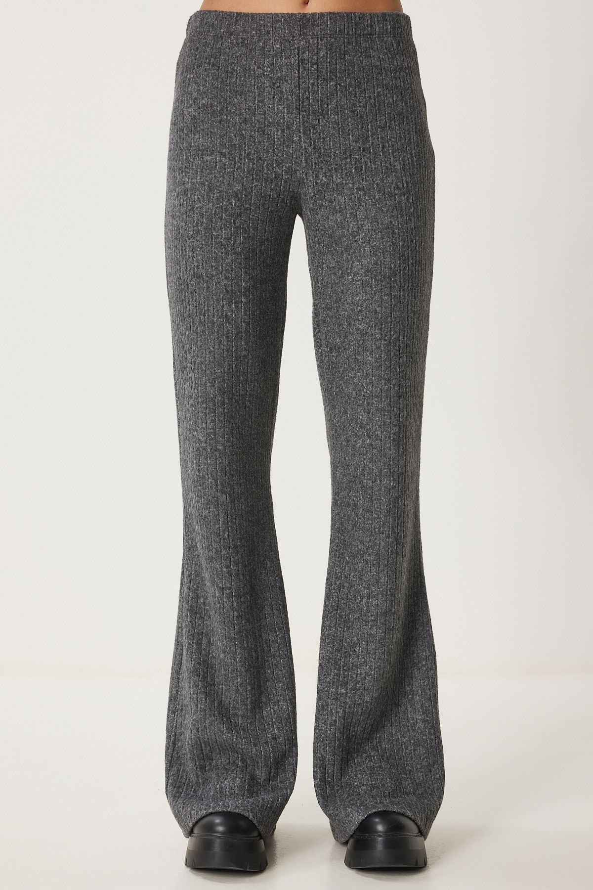 Happiness İstanbul-Anthracite Women's Knitted Blouse and Trousers Set - Comfortable Corduroy Rg00047 6