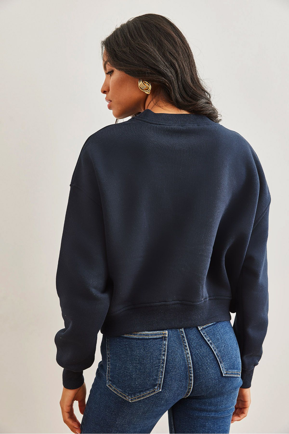 Olalook-Hanorac crop gros cu perle bleumarin - SWT- 19000663 4