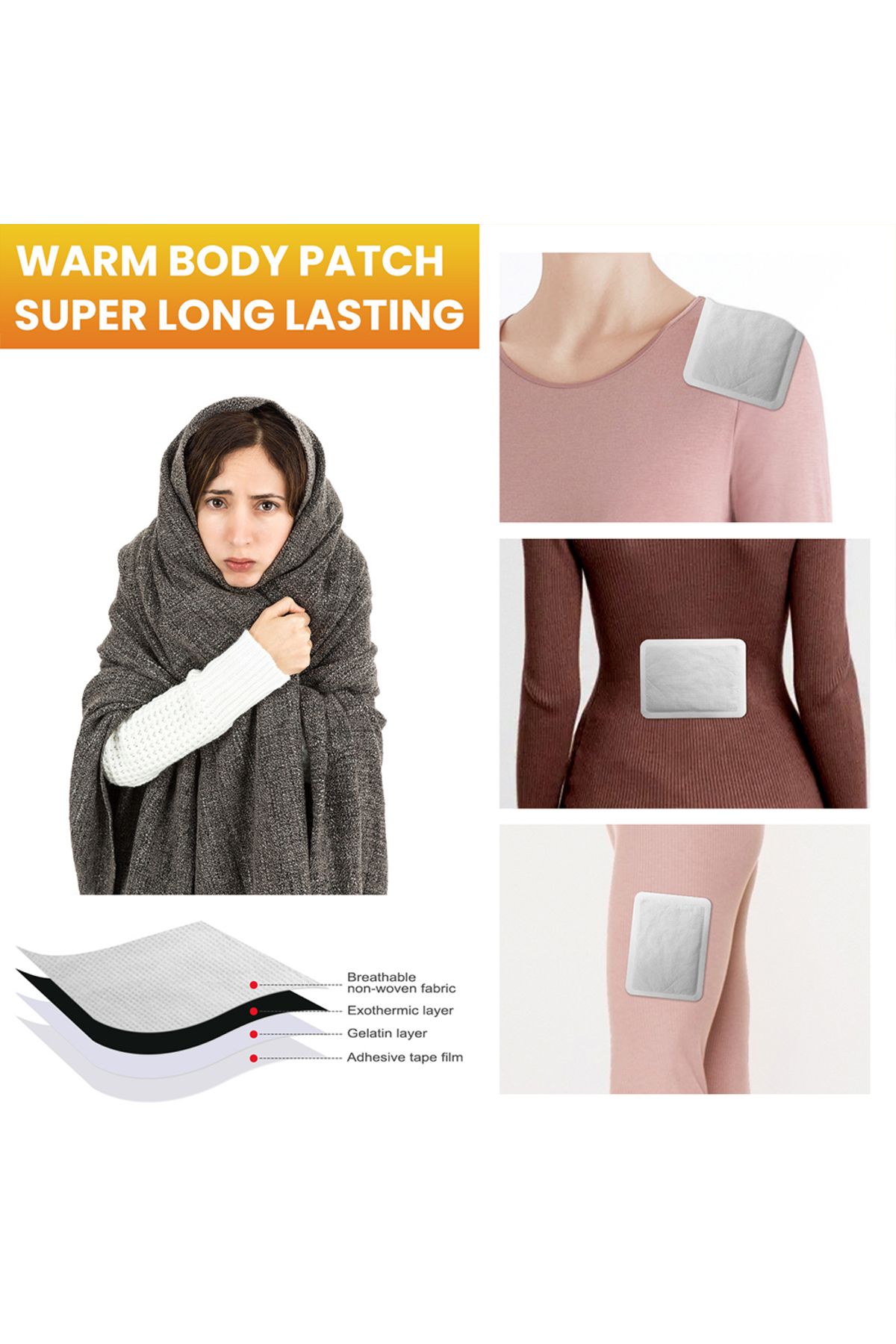 Choice-1-5Pcs  Self  Adhesive Heat Patches Hand Warmers Long Lasting Disposable Heating Pack Natural Hea... 5