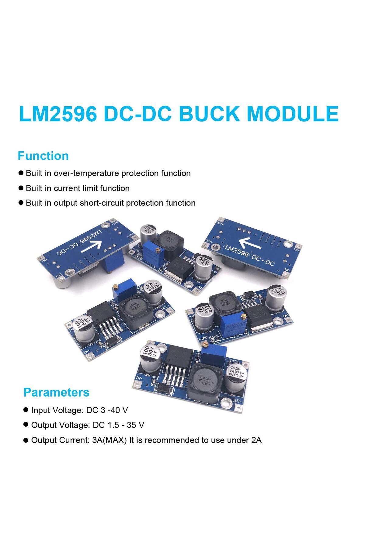 AOKIN-10pcs LM2596 LM2596S DC-DC Step Down Variable Volt Regulator Input 3.0-40V Output 1.5-35V Adjusta... 3