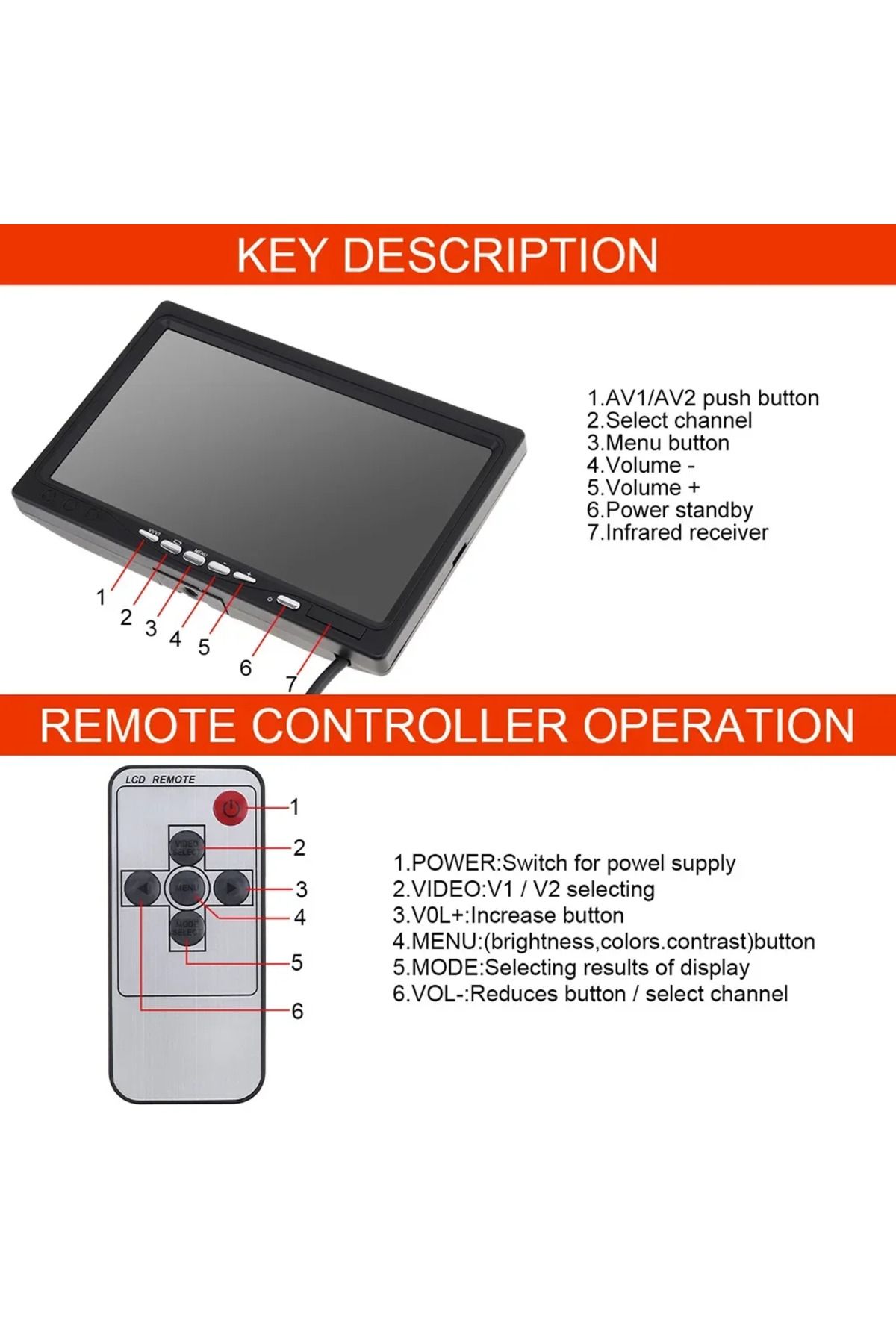 Choice-QueenDer 7" Car TFT LCD Car Monitor Rear View Reversing Backup Camera Kit with 10M Cable for Truc... 4