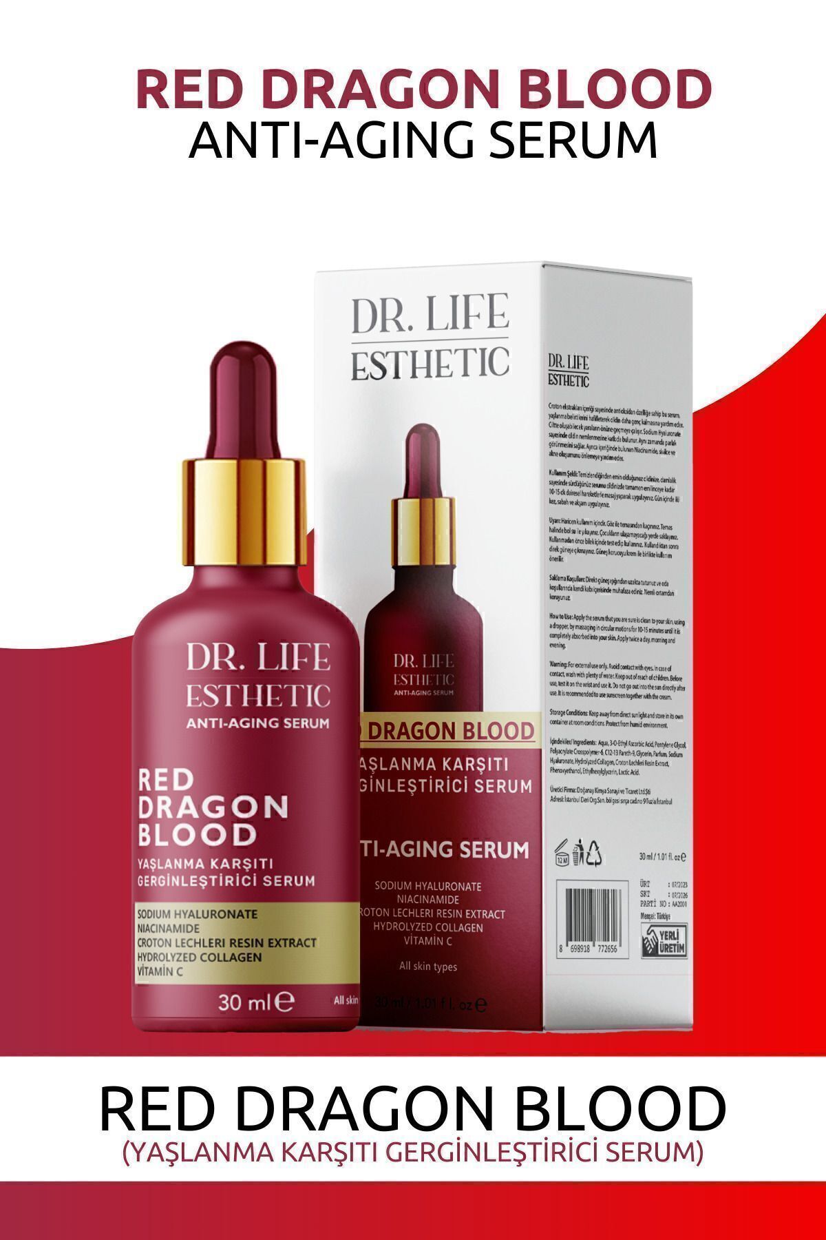 DR LIFE ESTHETIC Red Dragon Blood Yaşlanma Karşıtı Gerginleştirici Serum Anti-aging Serum 30ml