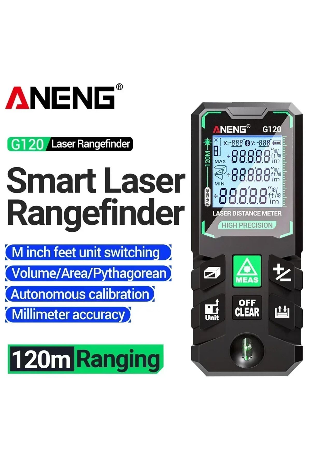 ANENG-G50/G70/G100/G120 Smart High-precision Laser Rangefinder 30 Set of Data Storage Autonomous ... 2