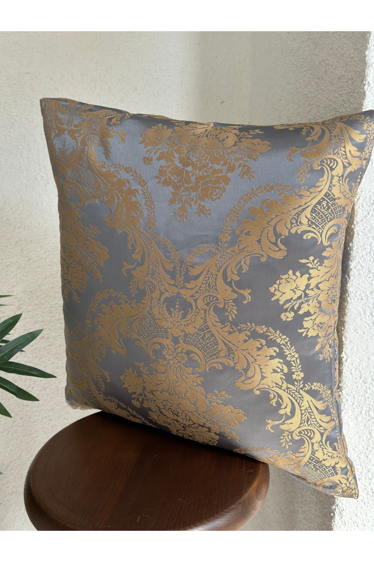 Decamor home-Blue Gold - Patterned Throw Pillow Case 17 3