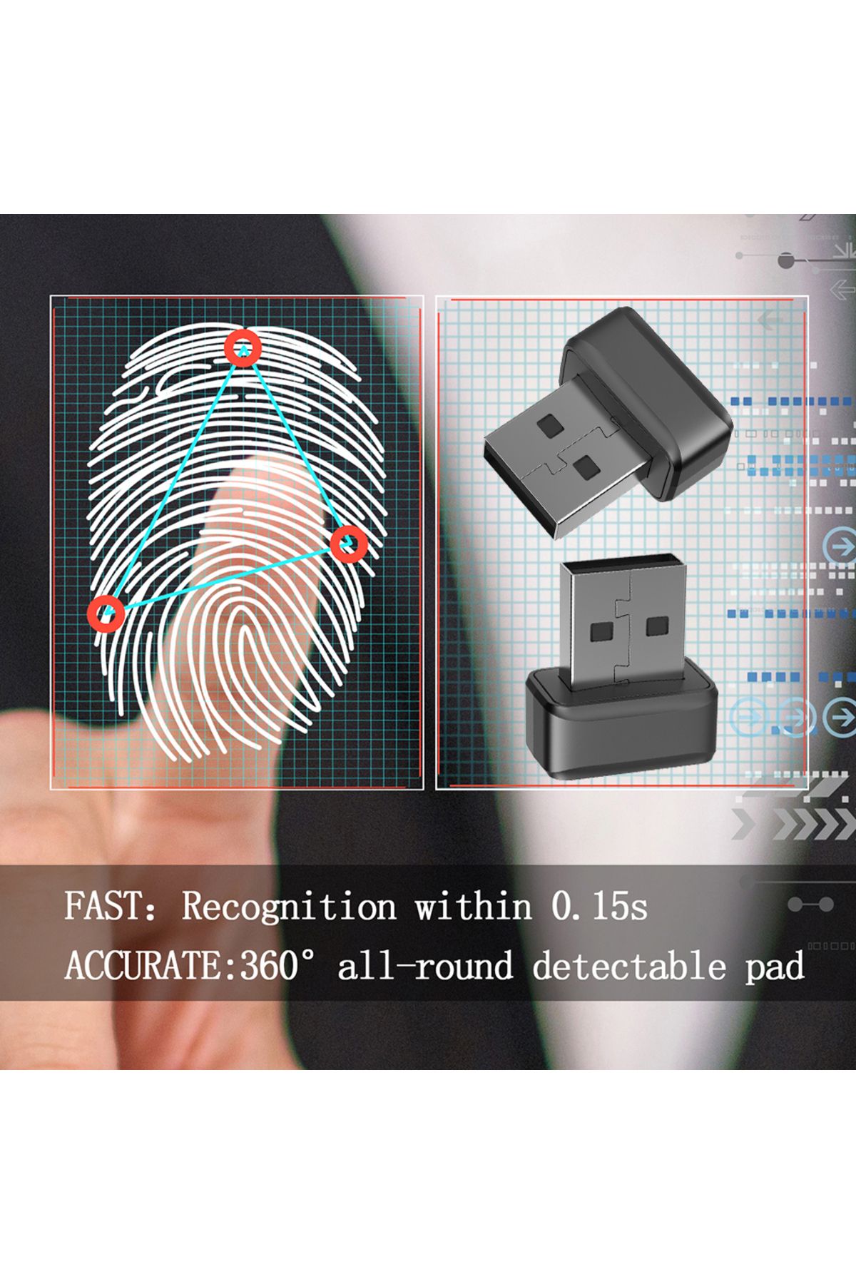 Choice-USB Fingerprint Key Reader FIDO U2F Biometric Mini Security Key Dongle Windows Hello Anti-Spoofin... 4