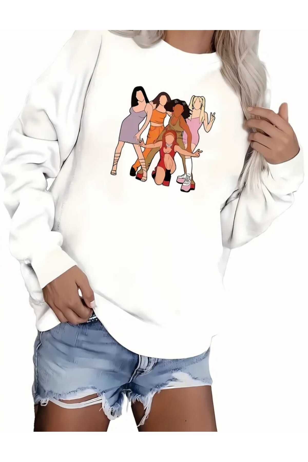 mia storia-Hanorac oversize cu gât crew cu imprimeu pentru fete 4