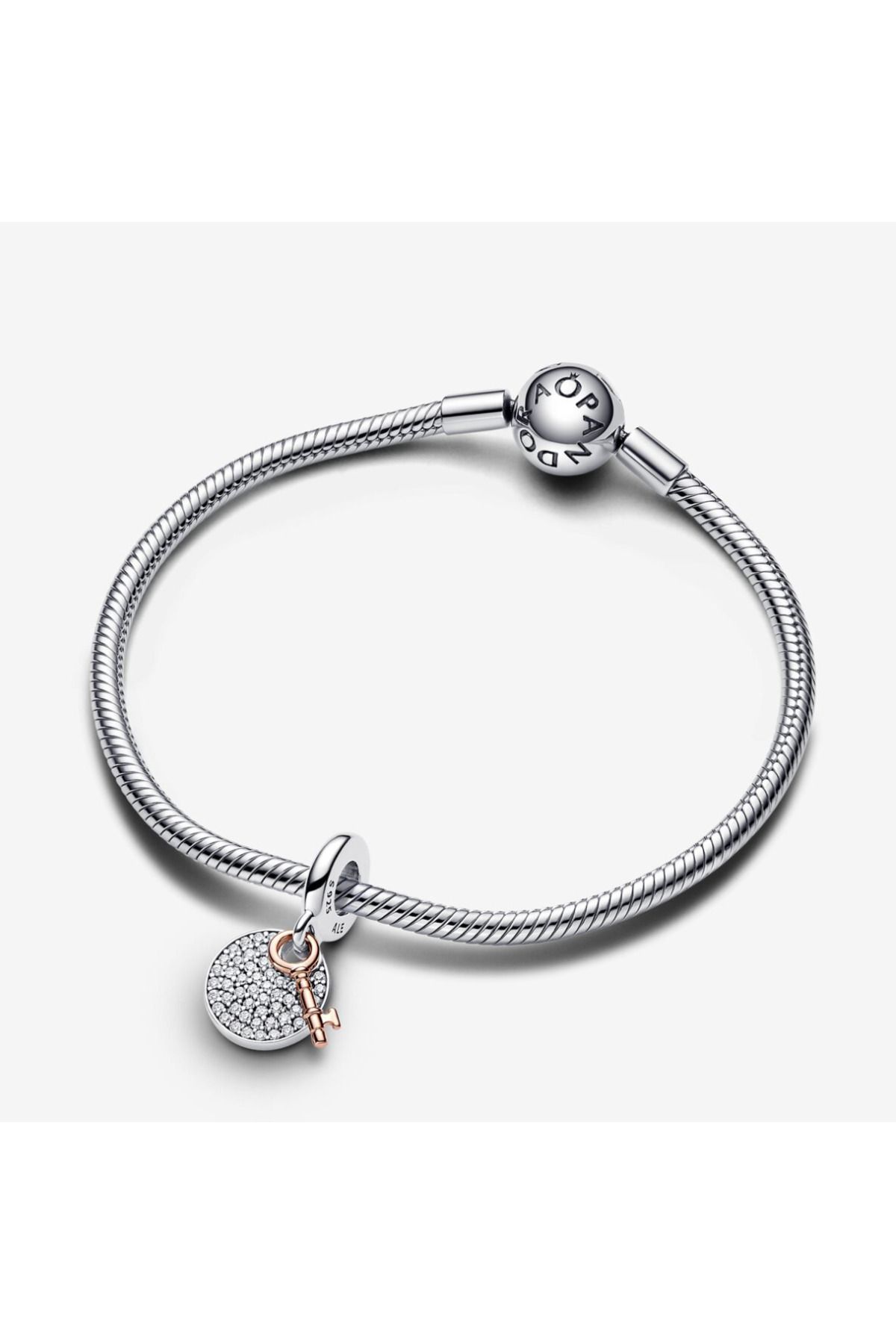 Pandora-Two-Tone Key to Happiness Double Dangle Charm 5