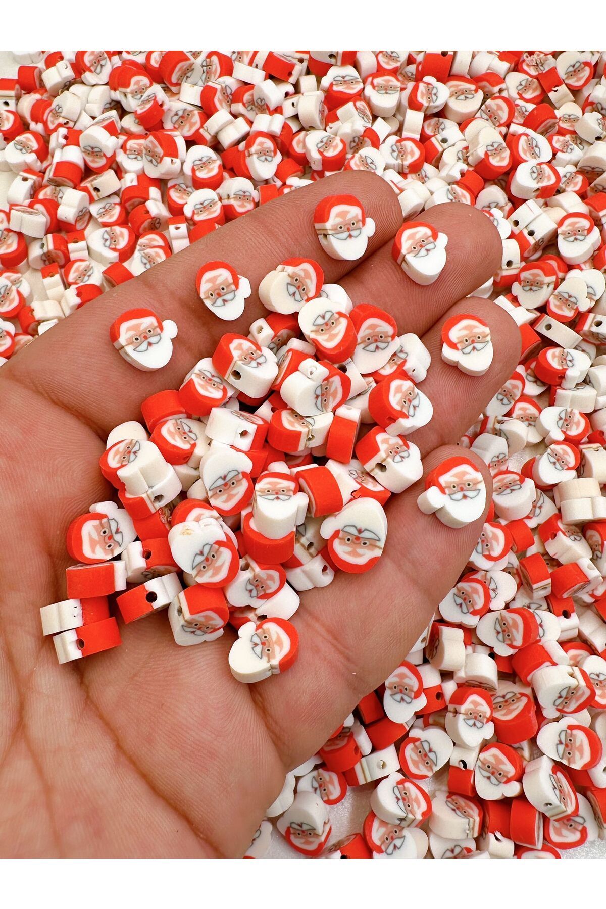 10mm Yılbaşı Noel Baba Boncuk Kırmızı Takı Aksesuar Bead (100 Adet)