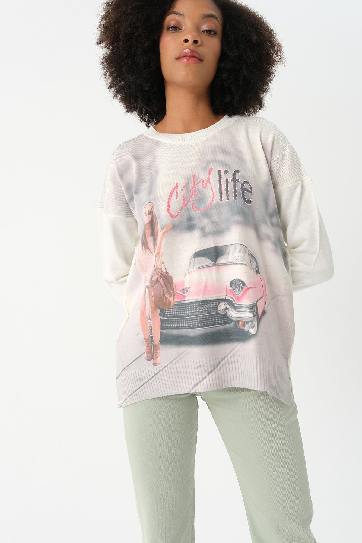 PARKhande-City Life Printed Knitwear Sweater - Ecru 3