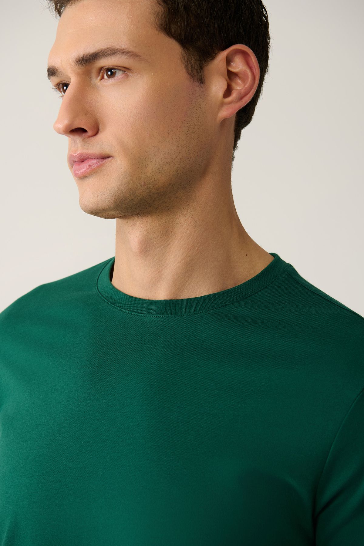 Avva-Men's Green 100% Cotton Breathable Crew Neck T-Shirt E 001000 2