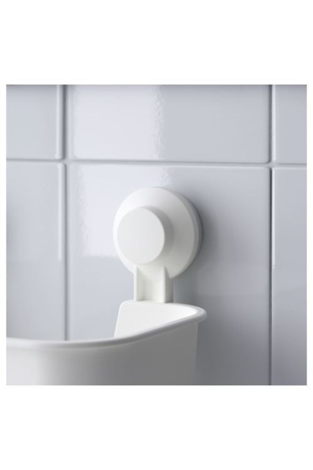IKEA-Coș de duș alb, pătrat Meridyendukkan, raft pentru baie, cu ventuză 2