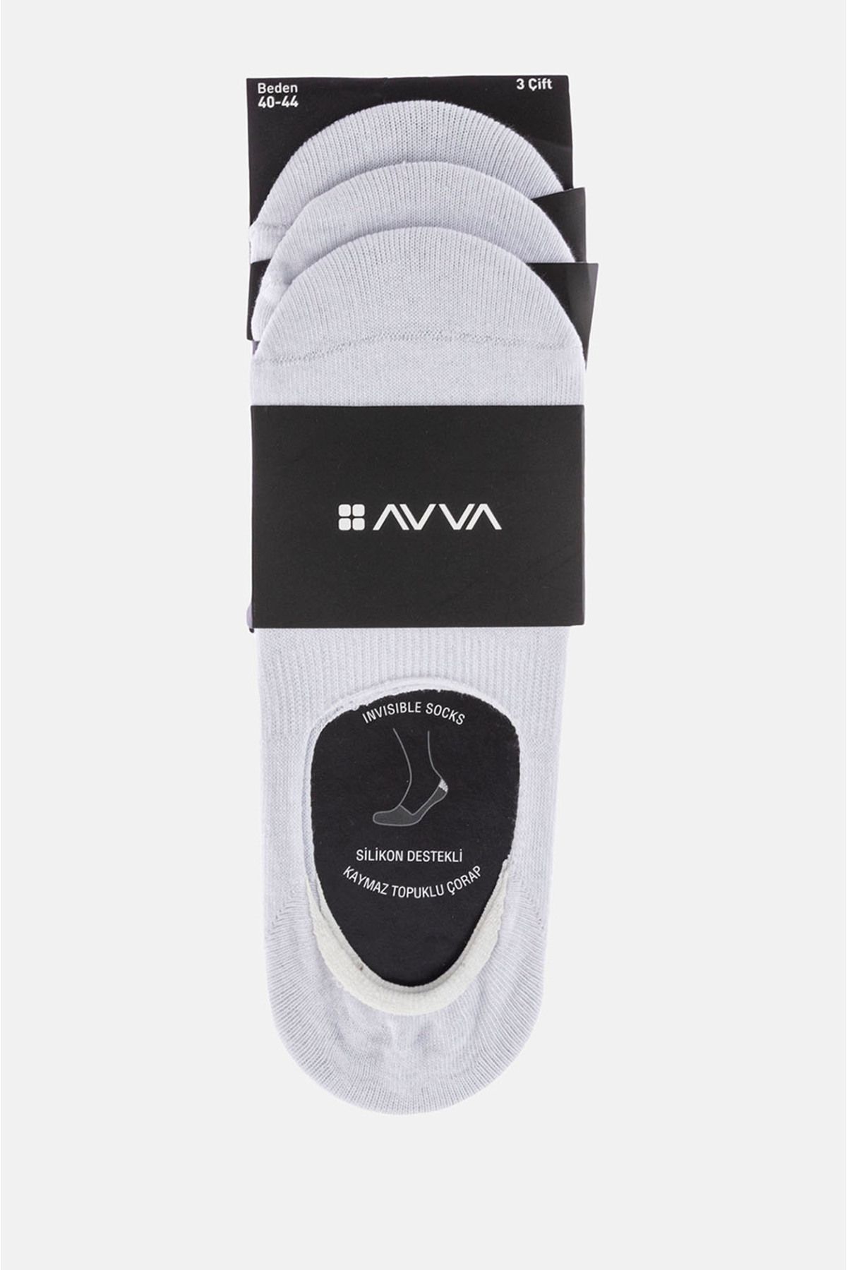 Avva-Men's White 3-Piece Ballerina Socks B008555 3