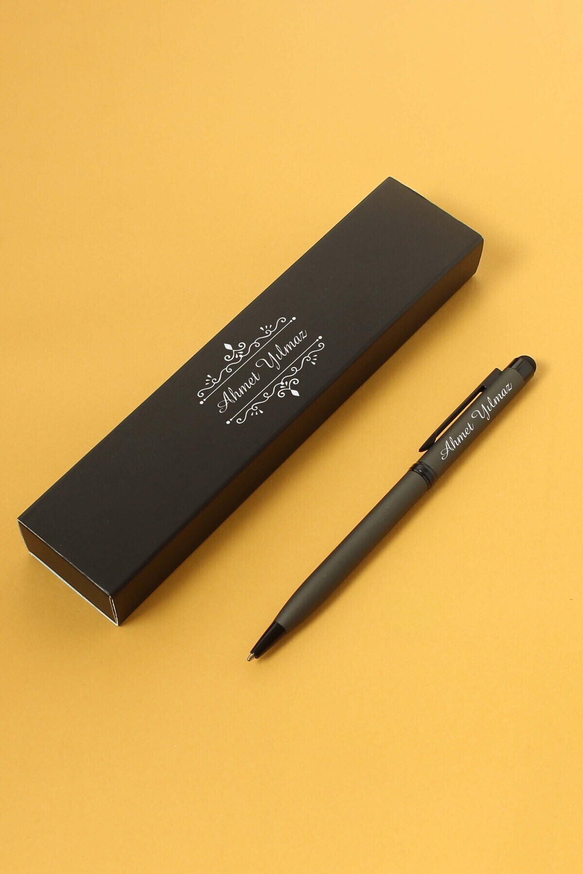 HediyeHanesi Kişiye Özel İsimli Metal Tükenmez Kalem Dokunmatik Uçlu Kutulu