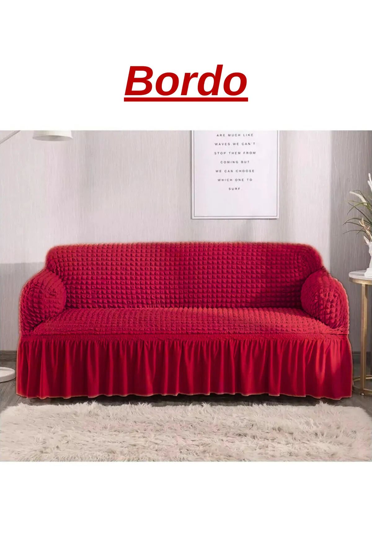 kanway Husa Scaun Bürümcük Pentru 3 Persoane. Husă De Canapea Extensibilă Cu Fustă Elastică Elastică - One Size