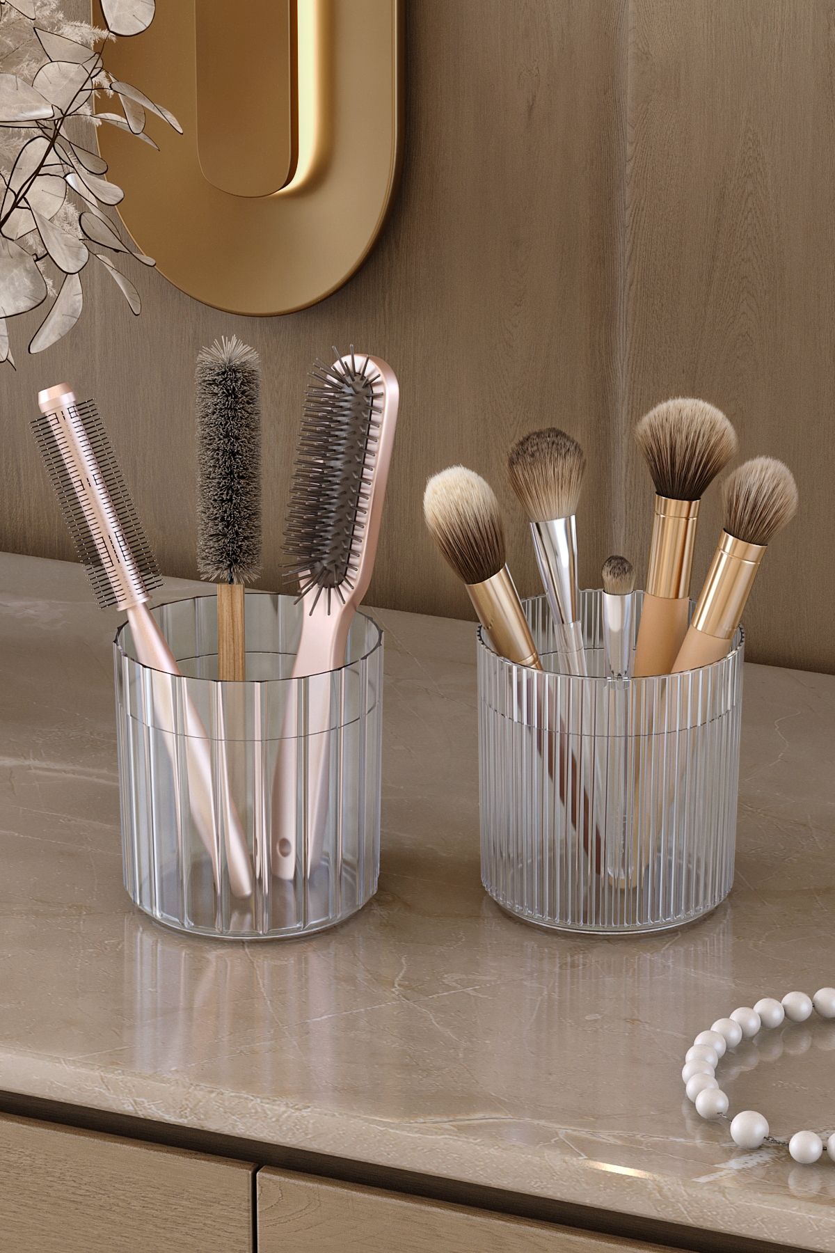 Pufwin Home-2 Pieces Makeup Brush and Comb Organizer Multi-Purpose Cosmetic Bathroom Organizer Box Organizer Set 1