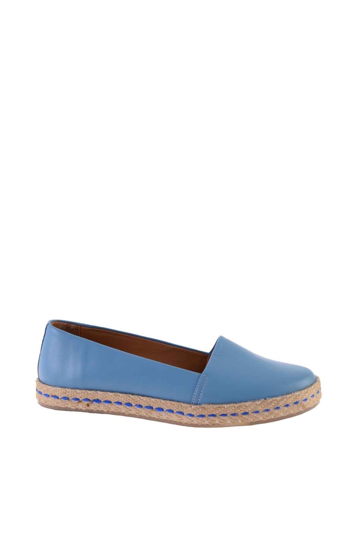 Bambi Niebieskie Skórzane Espadryle Damskie K01802021803 Kobieta - 37