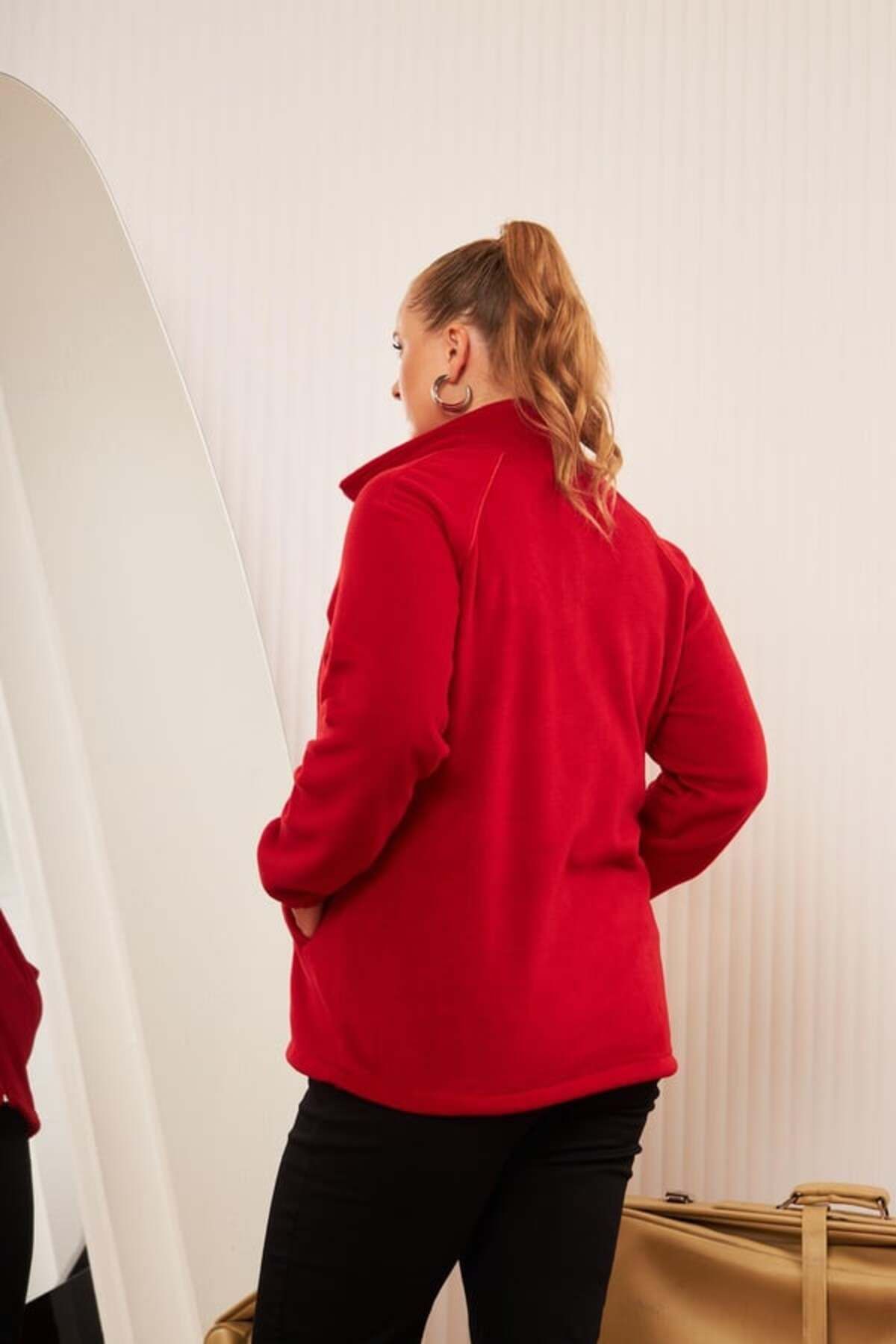 RMG-Plus Size Zippered Fleece Cardigan 5