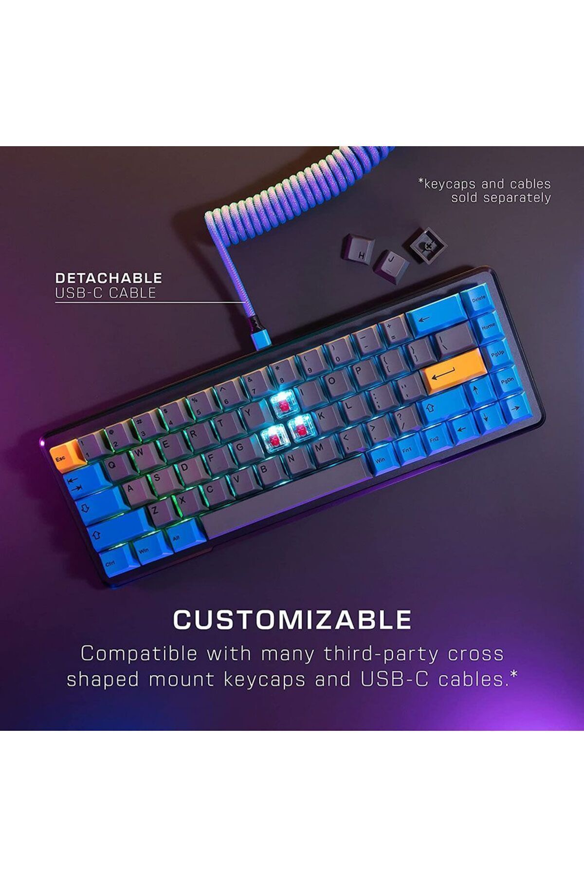 Roccat-Vulcan II Mini US Layout Linear red switch Gaming keyboard - Black 8