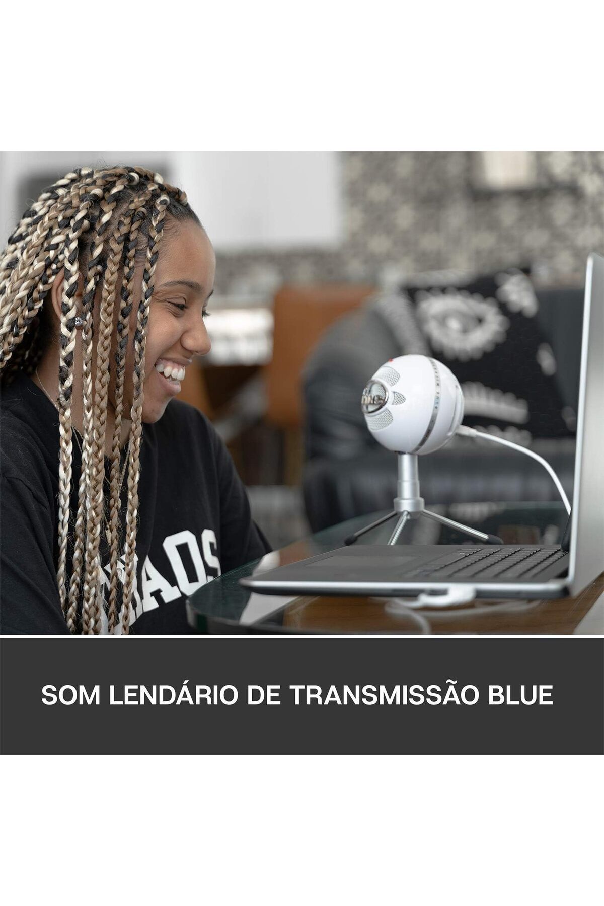 logitech-Blue Snowball iCE USB Microphone for PC, Mac, Gaming, Recording, Streaming -White 2