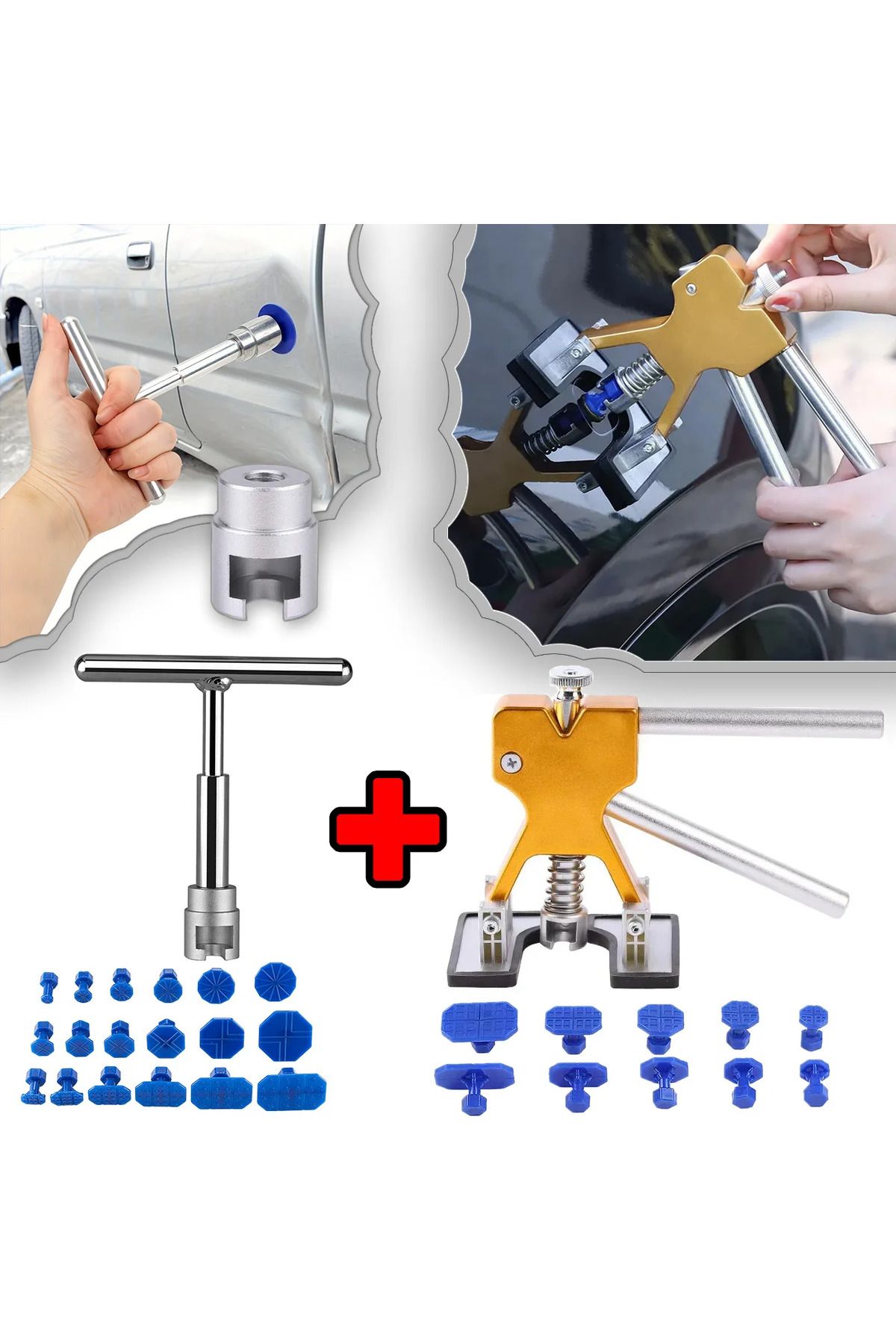 Choice-Paintless Car Dent Removal Tools Sheet Metal Dent Puller short T-Dent Pull Set Suction Cup Worksh... 2