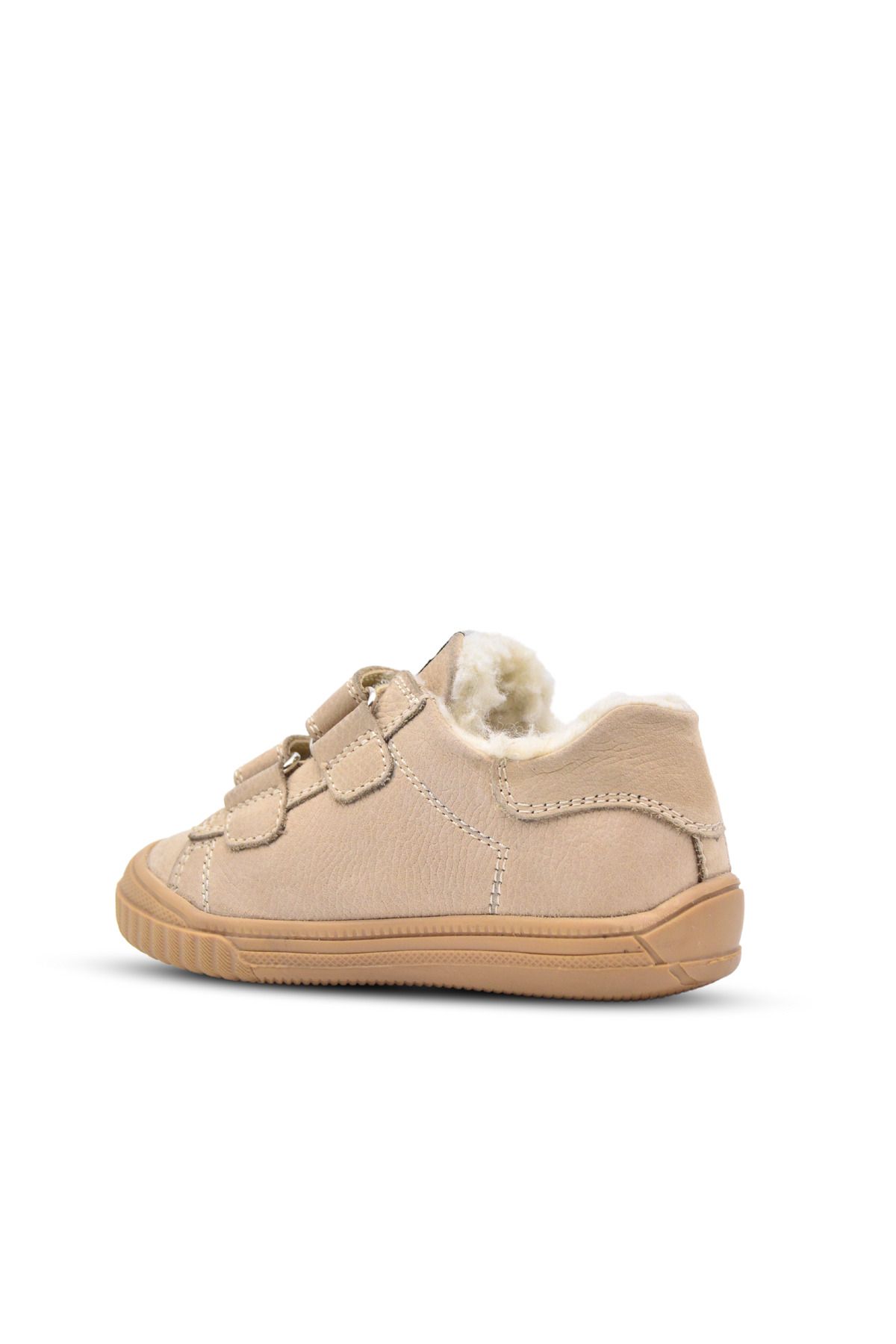 kids A more-Pearl Beige Unisex Shoes - Double Velcro and Fur Leather 3