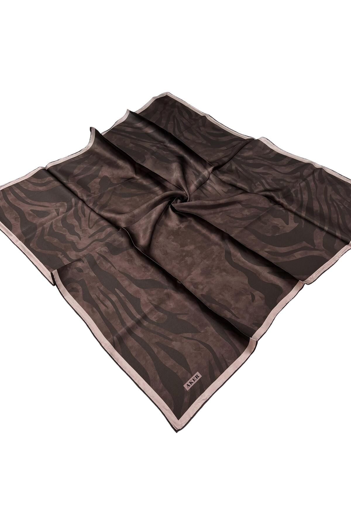 Aker-Μεταξωτό μαντήλι Twill - 8478713 -931 Καφέ Μαύρο 1
