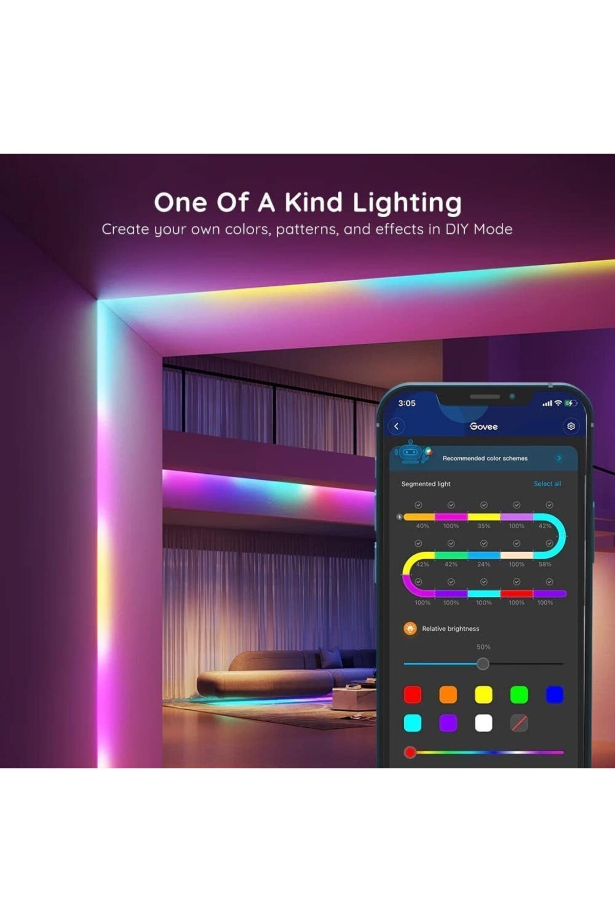 Goove-Govee RGBIC Basic Wi-Fi + Bluetooth LED Strip Lights (10 Meter) 7