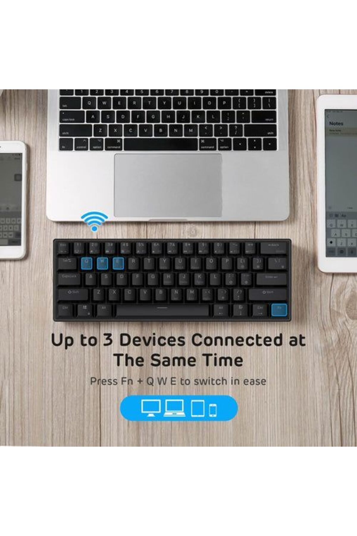 ROYAL KLUDGE-Rk61 Tri-Mode Rgb 61 Keys Hot Swappable Black Mechanical Keyboard - Blue Switch 6