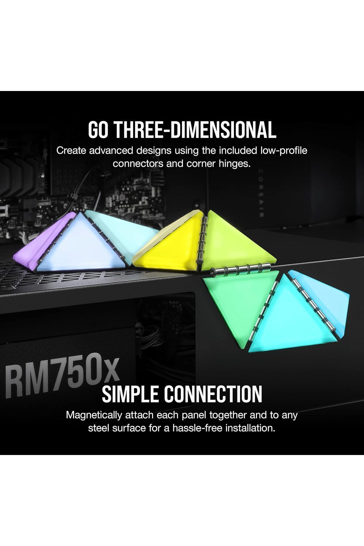 Corsair-iCUE LC100 Case Accent Lighting Panels Mini Triangle 9x tile starter kit 7