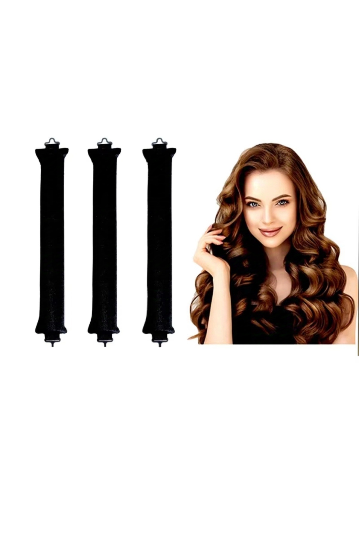 monalisatoka Kadın Saç Şekillendirici  Sosisi Isısız Şekillendirme Siyah 3'Lü Set